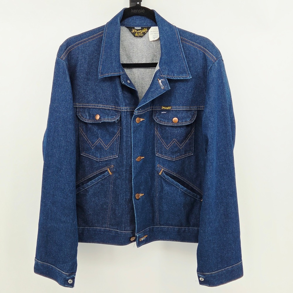 Wrangler Mens 44 Vintage 1980s Prorodeo‎ No Fault Denim Trucker Jacket 74126NV